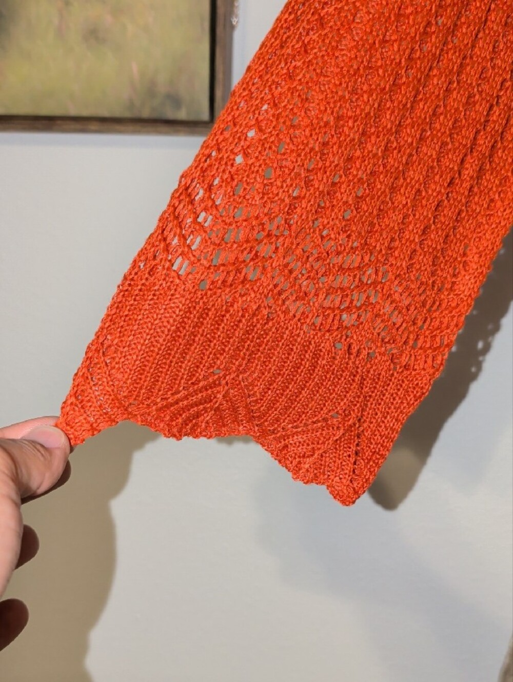 Open-Knit V-Neck Sweater - Rust Orange - Picture 4 of 6